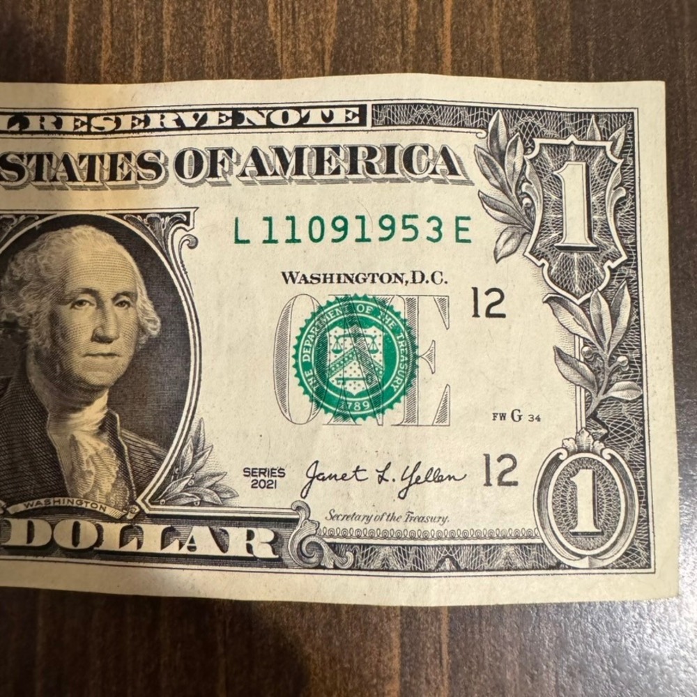 $1 Dollar Bill Fancy serial Number Birthday Note L 11091953 E November 9th 1953